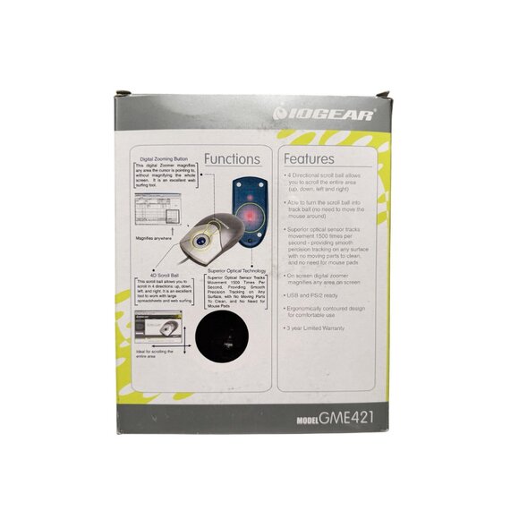 IOGEAR 4D Web Cruiser 4 Directional Scroll Optical Mouse Model GME421 - Picture 3 of 3